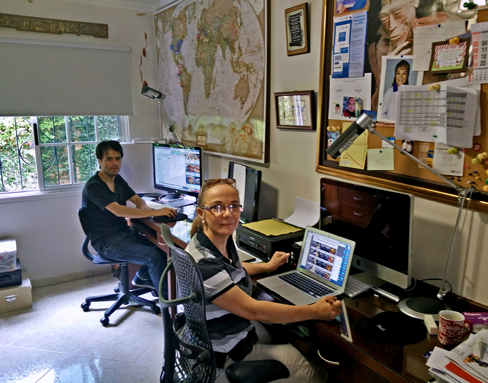 Maria Fernanda Rojas Gomez in her studio putting the finishing touches on the 2<sup>nd</sup> Ed of NYSORA Standard PNBs Techniques with International NYSORA team