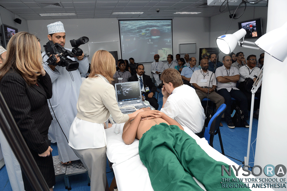 Drs. Ana Lopez and Roman Zuercher demonstrating the supraclavicular block