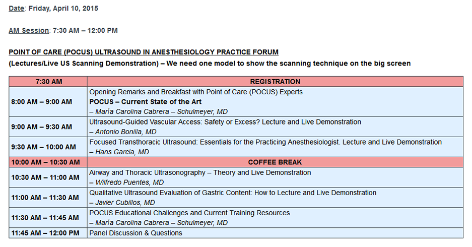 Point Of Care UltraSound (POCUS) in Anesthesiology Practice (Lectures/Live US Scanning Demonstration)